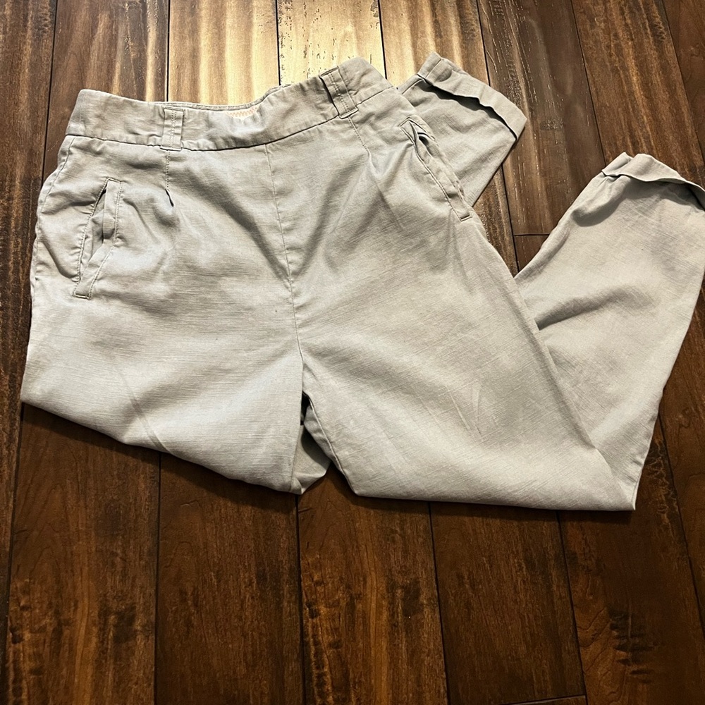 Anthropologie ett:twa dusty blue linen blend trousers size 4